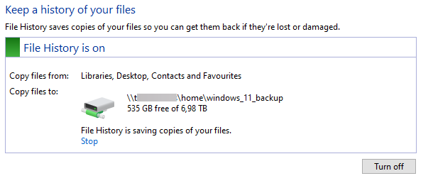 file history is enabled