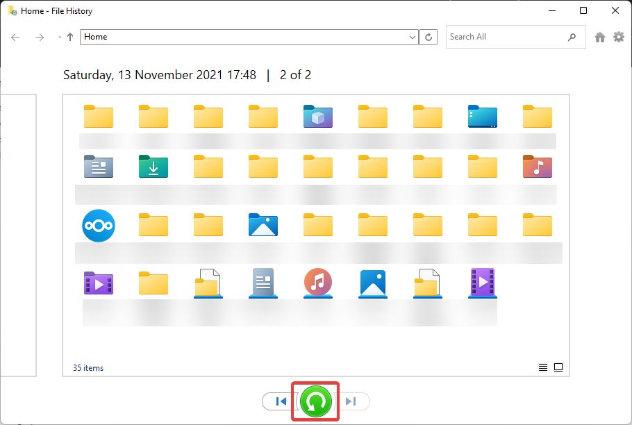 restore files with file history